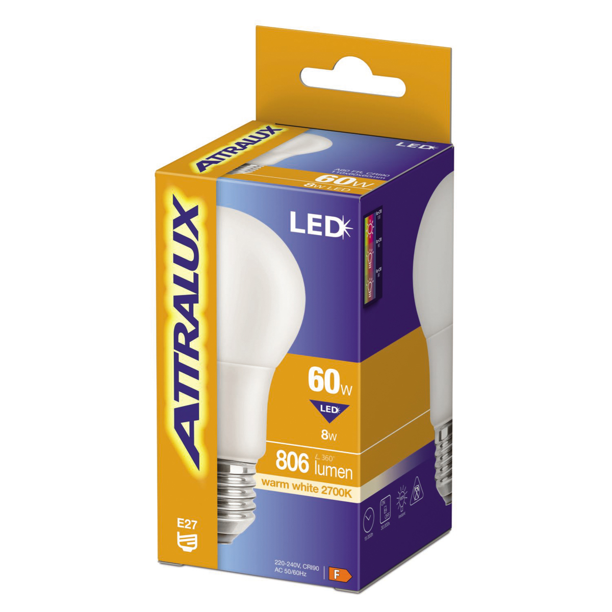 Philips Attralux LED 60W A60 E27 WW FR ND 1BC/6