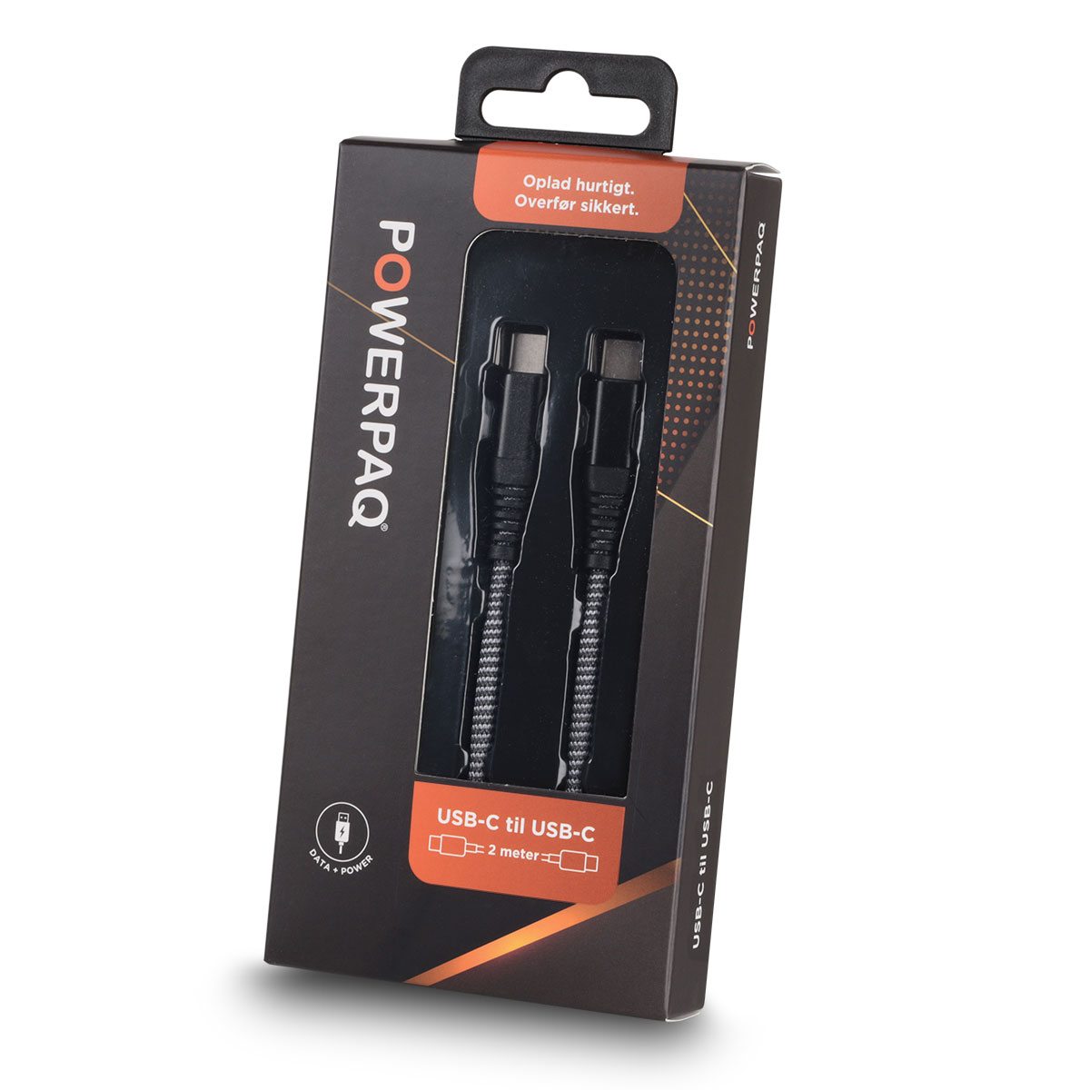 USB-A til USB-C | 2 meter | Lade- og datakabel | PowerPaq