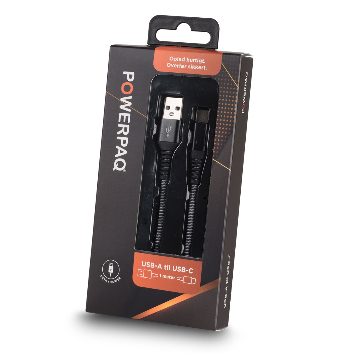 USB-A til USB-C | Lade- og datakabel | PowerPaq