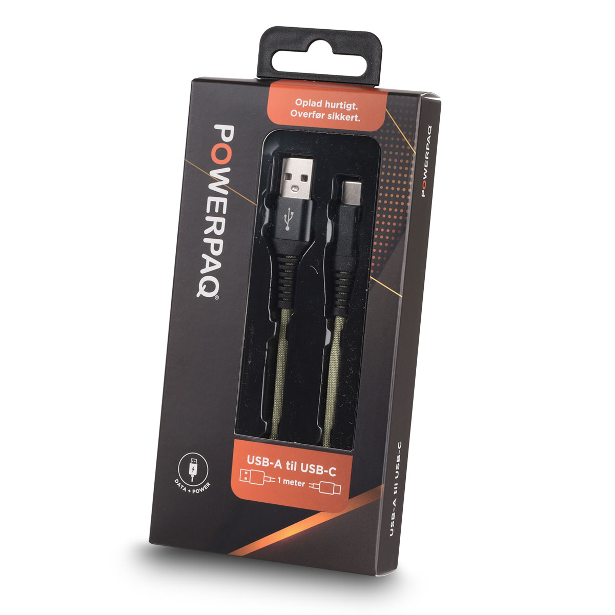 USB-A til USB-C | Lade- og datakabel | PowerPaq