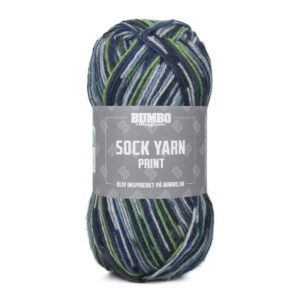 Bumbo Strømpegarn Print Fv. 175 Bl Forår, 50g