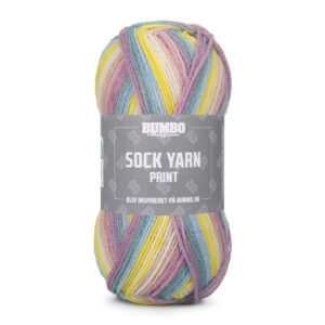 Bumbo Strømpegarn Fv. 195 Print Bfl Blomstermark, 50g
