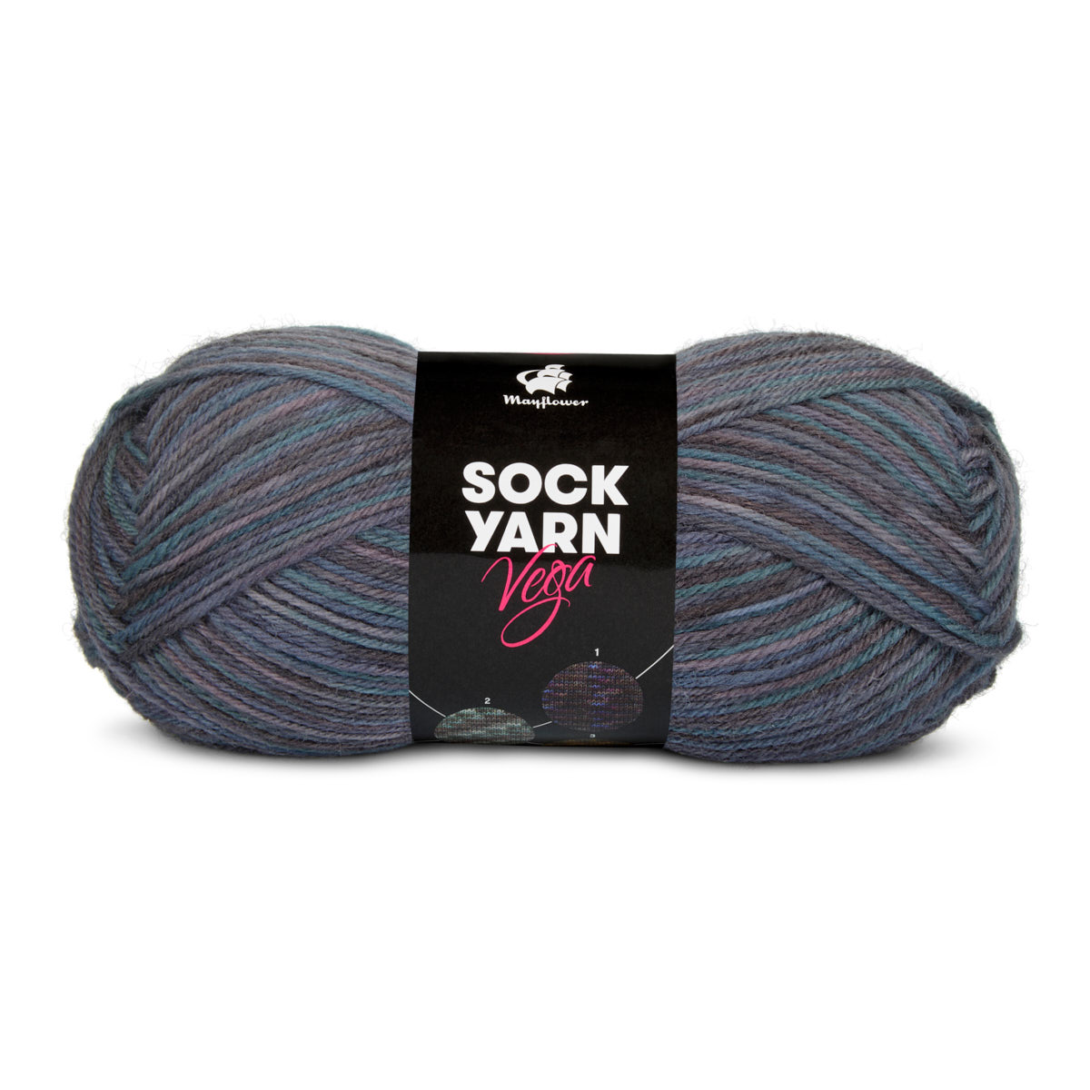 Mayflower Vega Sock Yarn | 02 Blå / Mørkeblå / Skifer / Petroleum | 50 g