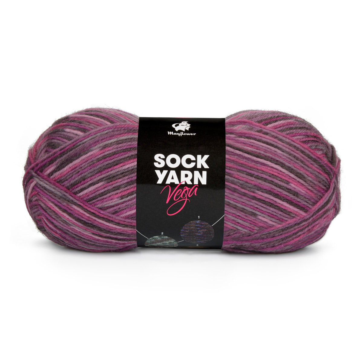 Mayflower Vega Sock Yarn | 06 Lysegrå / Lyserød / Pink / Mørkegrå | 50 g